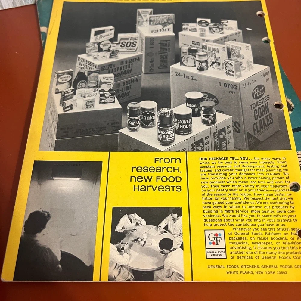 Vintage 1967 General Foods Kitchens Cookbook & Sunset Food Freezing Charts Lot